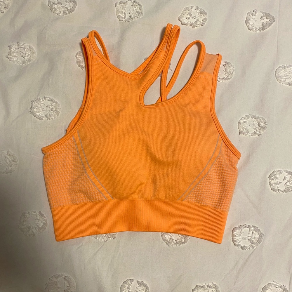 Orange strappy workout top